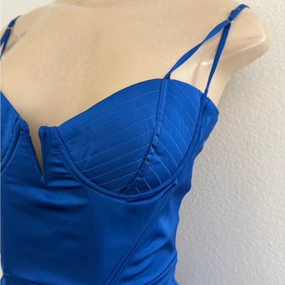 Oh Polly Cobalt Blue Satin Mini Dress- size 6 - Picture 3 of 7